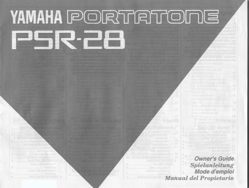 Yamaha PSR-28 Instruction Manual: 36 Pages & Protective Covers!