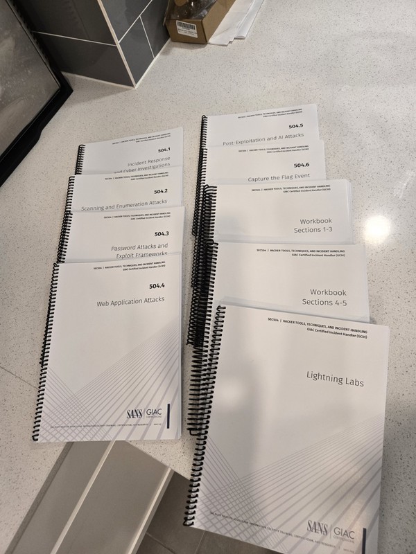 SANS SEC504 Spiral-Bound Workbook Set w/ Labs - Hacker Tools & Incident Handling gallery