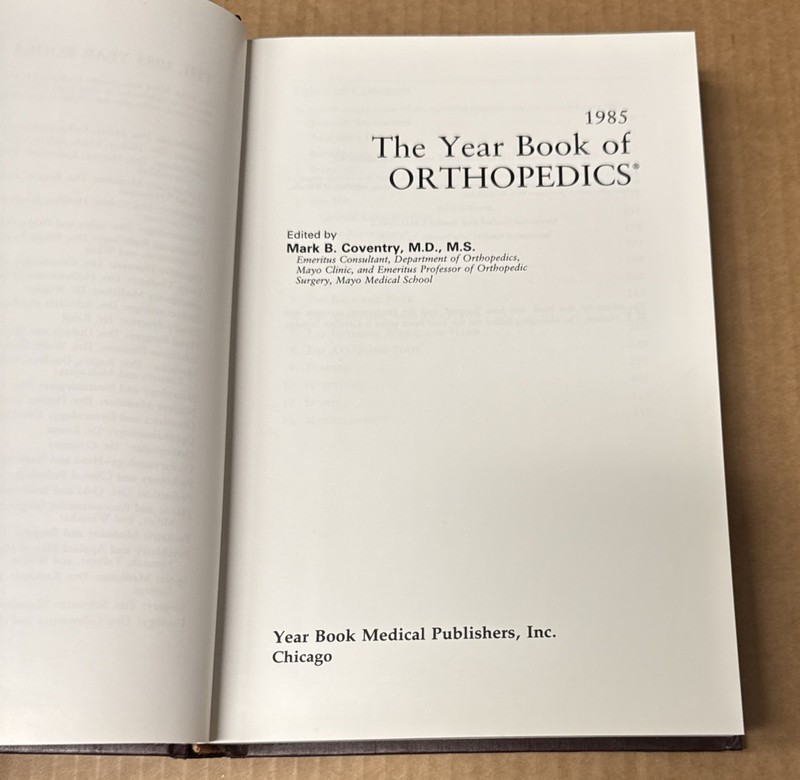 1985 : The Year Book of Orthopedics Edited By Mark B. Coventry (HARDCOVER, GOOD) gallery