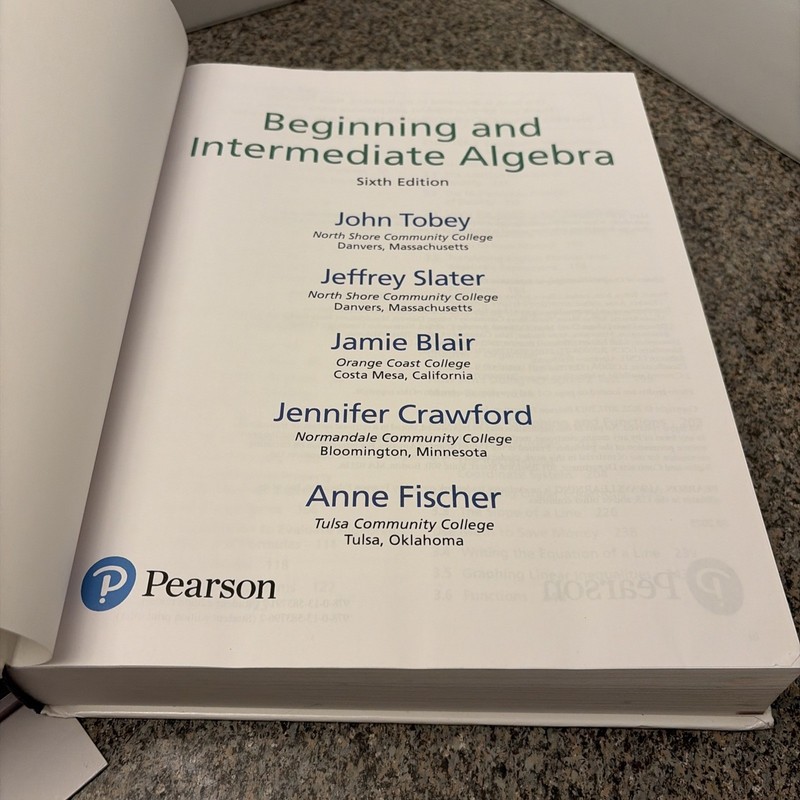 Beginning & Intermediate Algebra, 6th Ed. by Tobey et al (2022, Hardback) w/code gallery