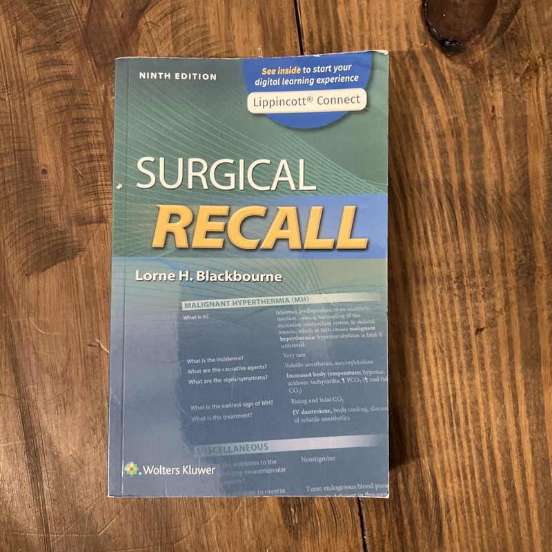 SURGICAL RECALL ~ Lorne Blackbourne ~ 9th Edition PB ~ 2022