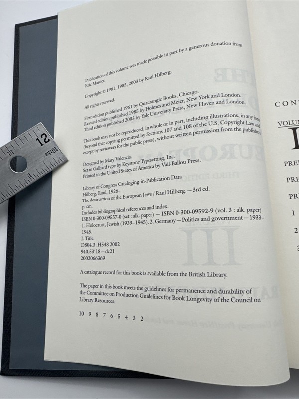 The Destruction of the European Jews, Volume 2 & 3 (Third Edition) Hardcover gallery
