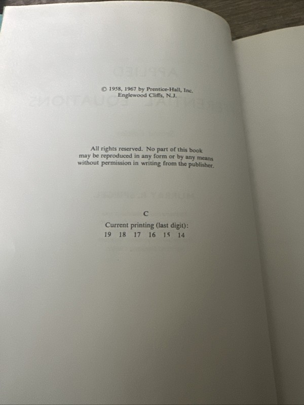 Applied Differential Equations, 2nd Edition By Murray R. Spiegel (HC, 1967) gallery