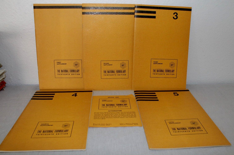The National Formulary Thirteenth Edition 1st through 5th Supplement Booklets