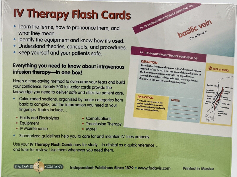 IV Therapy Flash Cards by Lynn D. Phillips Publisher F.A. Davis Sealed Box NEW gallery