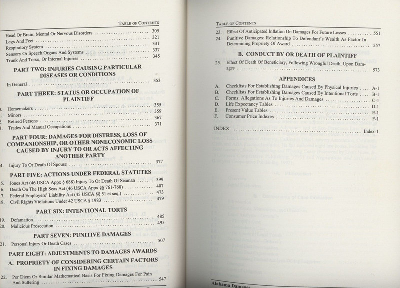 1998 Alabama Damages Awards Personal Injury Intentional Torts Analysis Action gallery