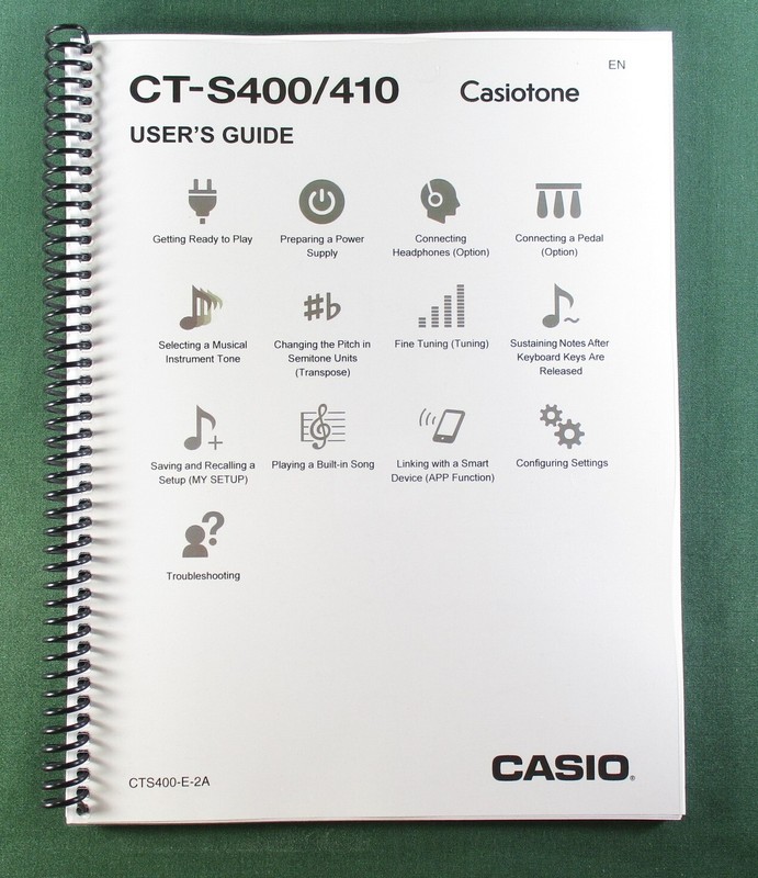 Casio CT-S400 Instruction Manual: 214 Pages Coil Bound & Protective Covers!