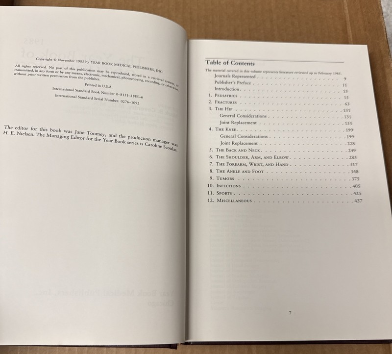 1985 : The Year Book of Orthopedics Edited By Mark B. Coventry (HARDCOVER, GOOD) gallery