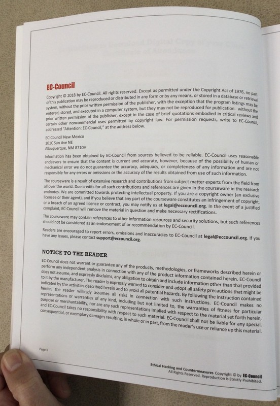 Book Set - Ethical Hacking & Countermeasures v10 Volume 1 and 2 - Good gallery