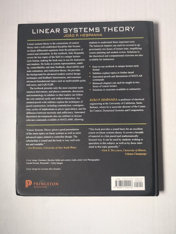 Linear Systems Theory by João P. Hespanha (2009, Hardcover) gallery