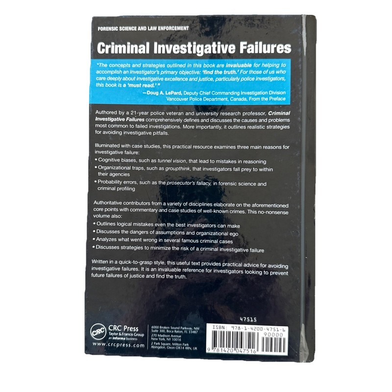 Criminal Investigative Failures by D Kim Rossmo, 2008, HC FE gallery