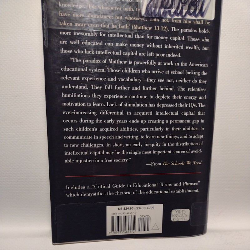 The Schools We Need : And Why We Don't Have Them by E. D. Hirsch Jr. (1996, Har… gallery
