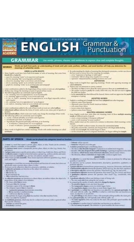 Brand new; QuickStudy | English: Grammar & Punctuation Laminated Study Guide gallery