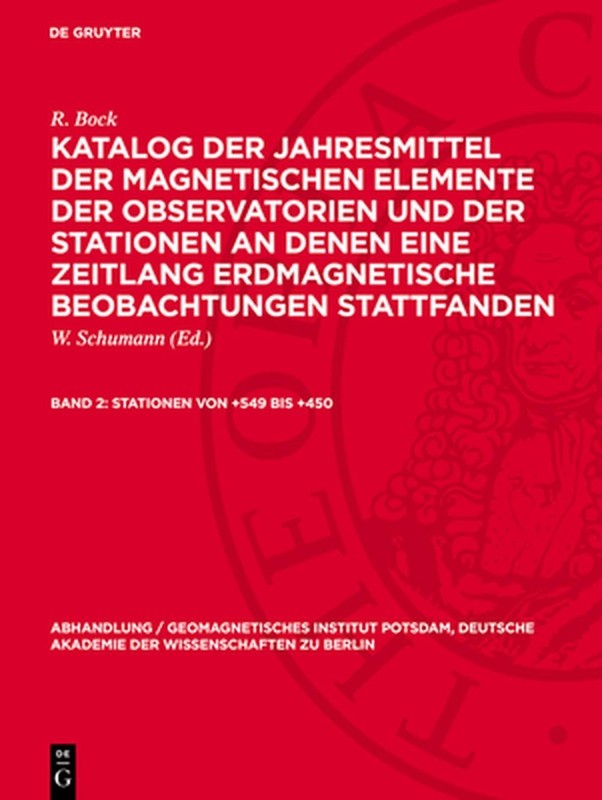 Stationen von +549 bis +450 by W. Schumann (German) Hardcover Book