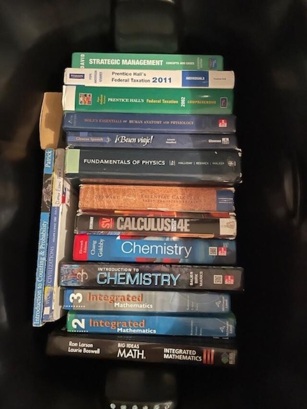 Various new and used textbooks gallery