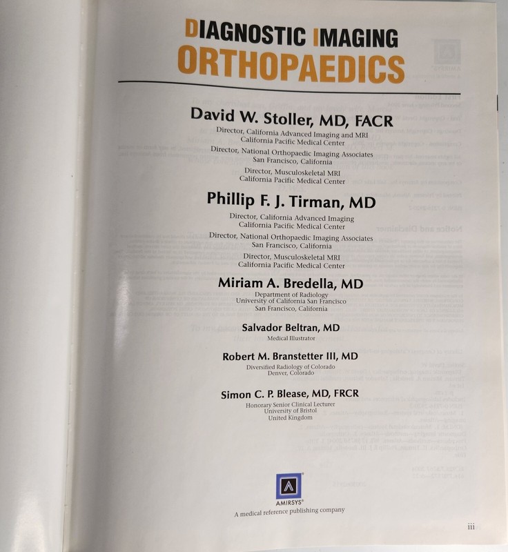 Diagnostic Imaging: Orthopaedics by Stoller, Tirman, Bredella MDRadiology Index gallery