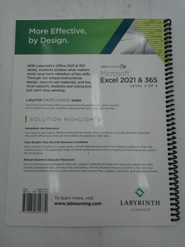 Microsoft Excel 2021 & 365 Level 2 of 3 Fast Course NEW 9781640614772 gallery