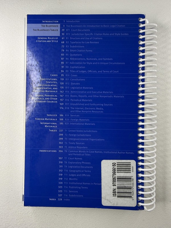 The Bluebook 21st Ed Uniform Citation Spiral Bound Blue PB 2020 Harvard Law gallery