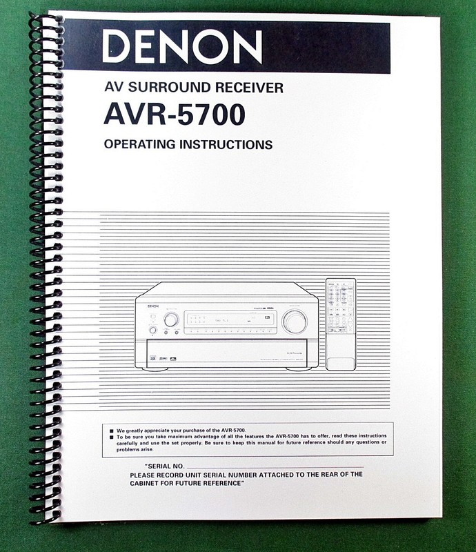 Denon AVR-5700 Instruction Manual: 64 Pages & Protective Covers!