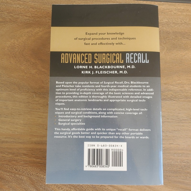 Advanced Surgical Recall by Lorne H. Blackbourne, MD Medical Paperback Book gallery