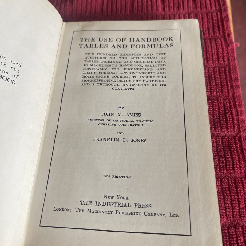 The Use of Handbook Tables and Formulas Pocket Green From Machinerys Handbook gallery
