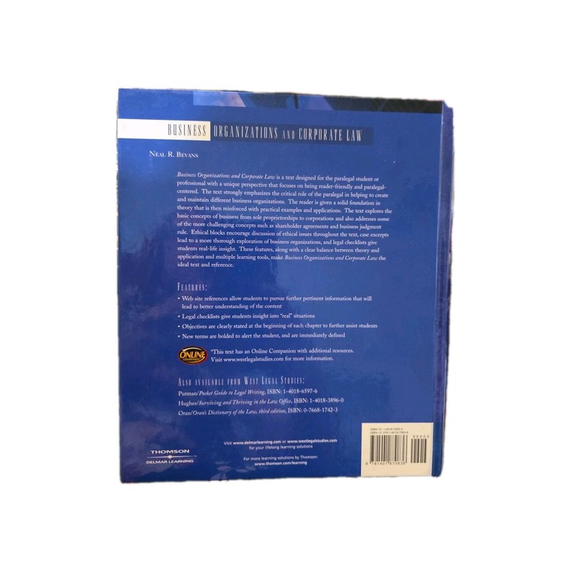 BUSINESS ORGANIZATIONS AND CORPORATE LAW By Neal R. Bevans Hardcover Highlights gallery