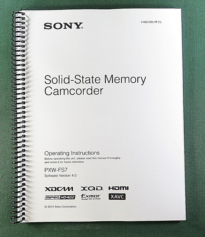 Sony PXW-FS7 Instruction Manual: 145 Pages & Protective Covers!