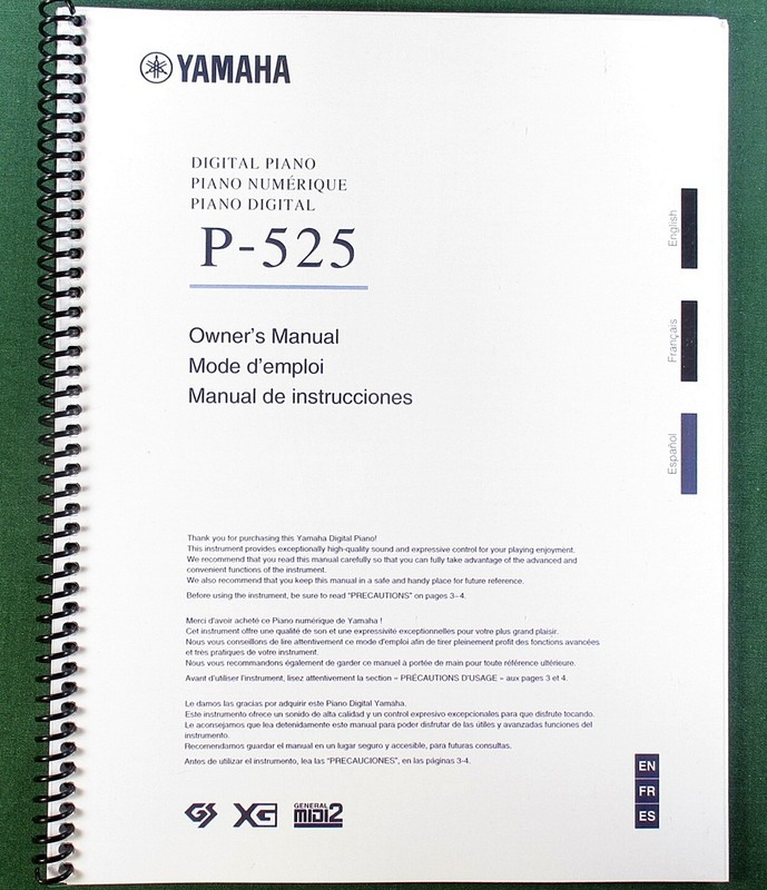 Yamaha P-525 Owner’s Manual: 128 Pages & Protective Covers!