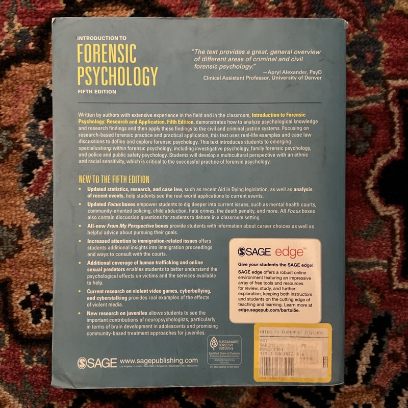 Intro to Forensic Psychology:Research & Application Anne Bartol 2018 Paperback gallery