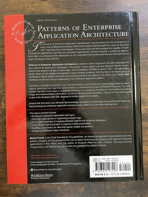 Addison-Wesley Patterns of Enterprise Application Architecture Fowler Hardcover gallery