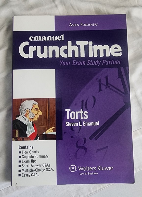 CrunchTime: Torts – Paperback By Emanuel L. Steven. ASPEN publishers Good as NEW