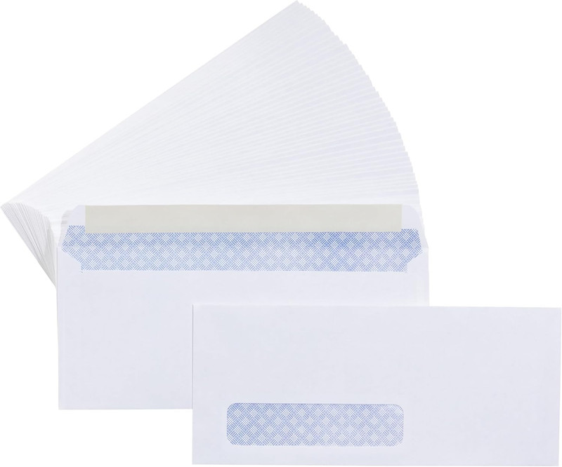 #10 Security-Tinted Self-Seal Business Envelopes with Left Window, Peel & Seal C