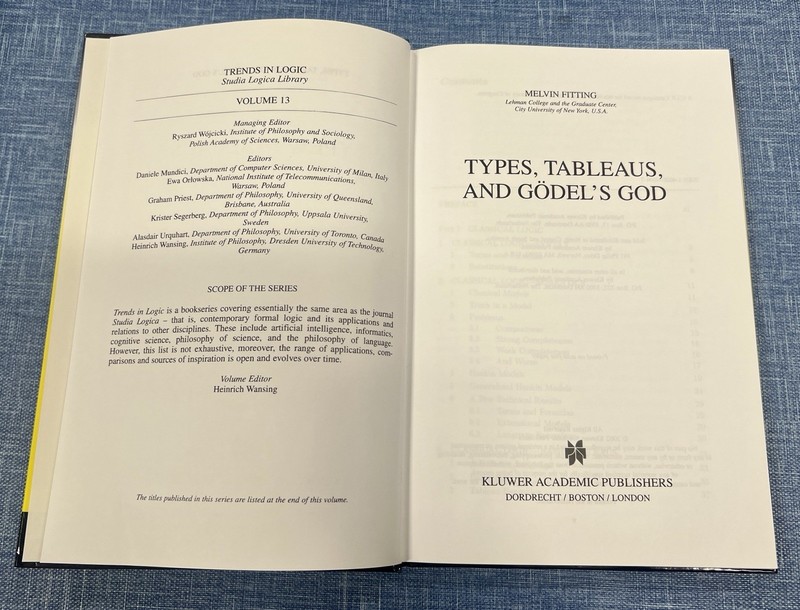 Types, Tableaus, and Gödel's God by Melvin Fitting (2002, Hardcover) gallery