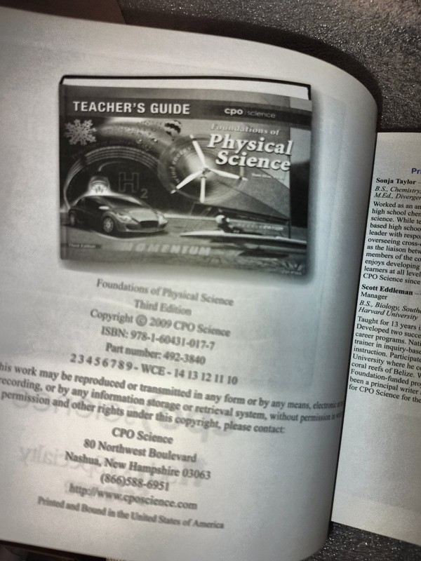 Foundations of Physical Science Tom Hsu Teacher's Guide 3rd Edition gallery