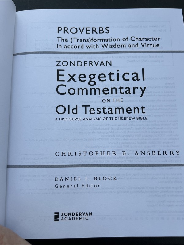 Proverbs: A Discourse Analysis of the Hebrew Bible (16) (Zondervan Exegetical... gallery