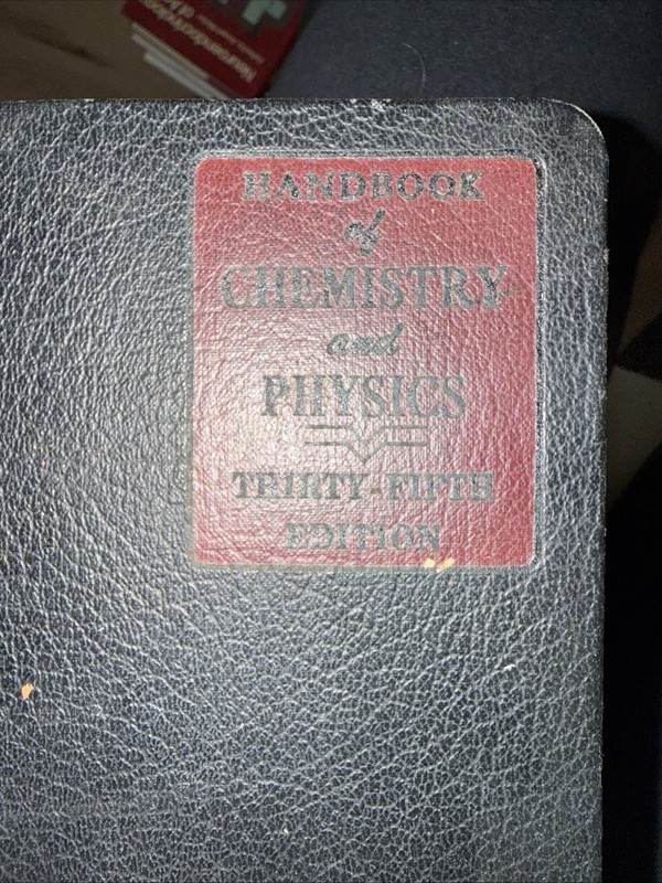 Handbook of Chemistry Physics 35th Ed (1953-1954) Leather Bound CRC Data Vintage
