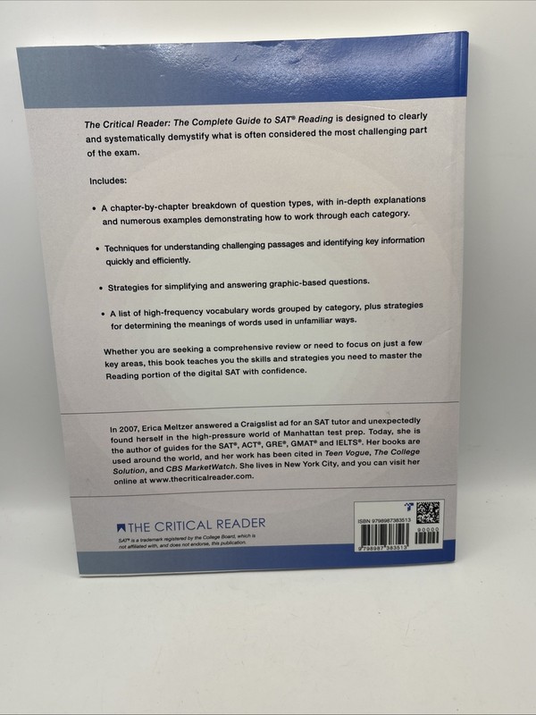The Critical Reader, Fifth Edition: The Complete Guide to SAT Reading Brand New gallery