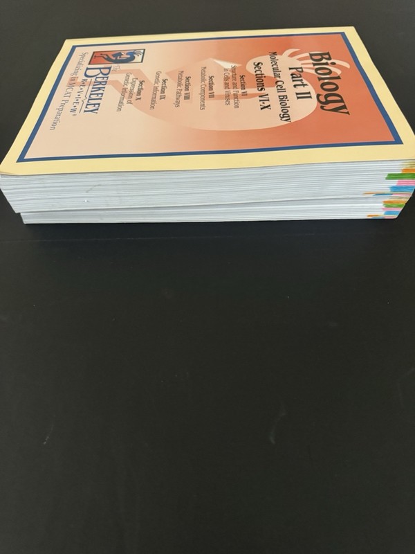 Set of 2~The BERKELEY Review MCAT BIOLOGY~Part I & II (1 & 2) 2011 Sections 1-10 gallery