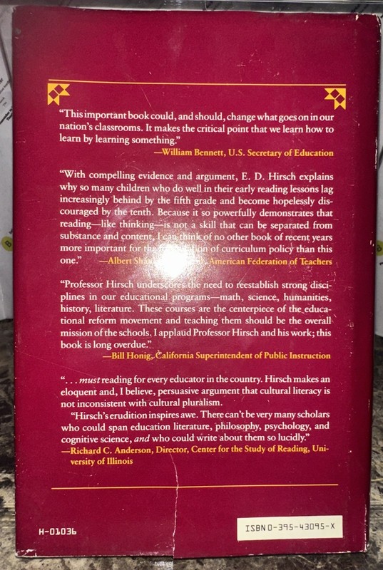 CULTURAL LITERACY: WHAT EVERY AMERICAN NEEDS TO KNOW [Hardcover] gallery