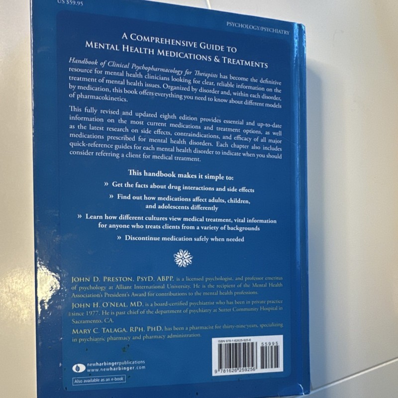 Handbook of Clinical Psychopharmacology Eighth Edition Preston O'Neal New Harbi… gallery