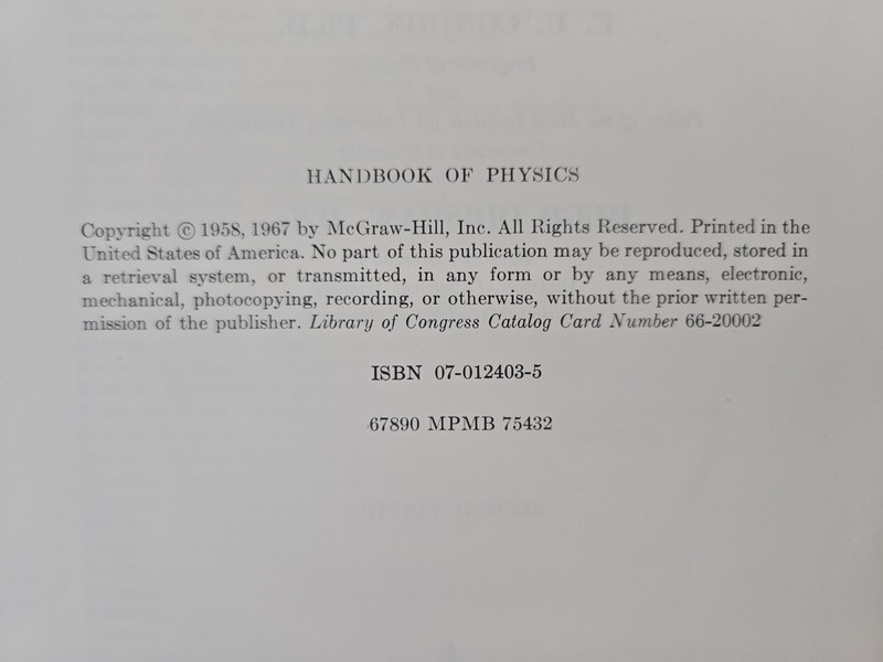 Handbook Of Physics Second Edition 1967 HC Condon & Odishaw McGraw Hill gallery