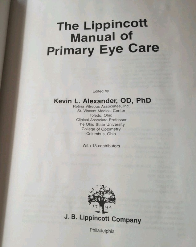Lippincott Manual Of Primary Eye Care, Kevin L. Alexander, Hardcover 1995 gallery
