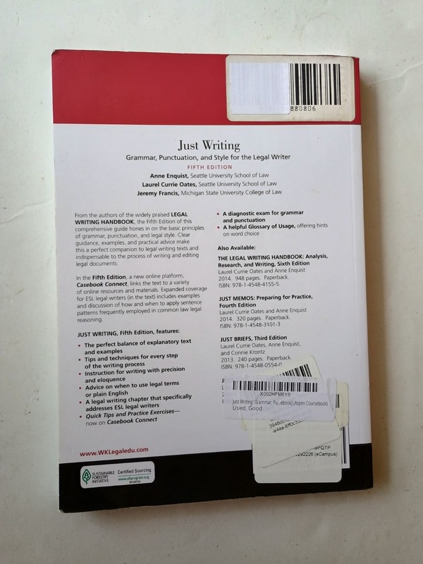 Just Writing: Grammar, Punctuation, and Style for the Legal Writer ( - VERY GOOD gallery