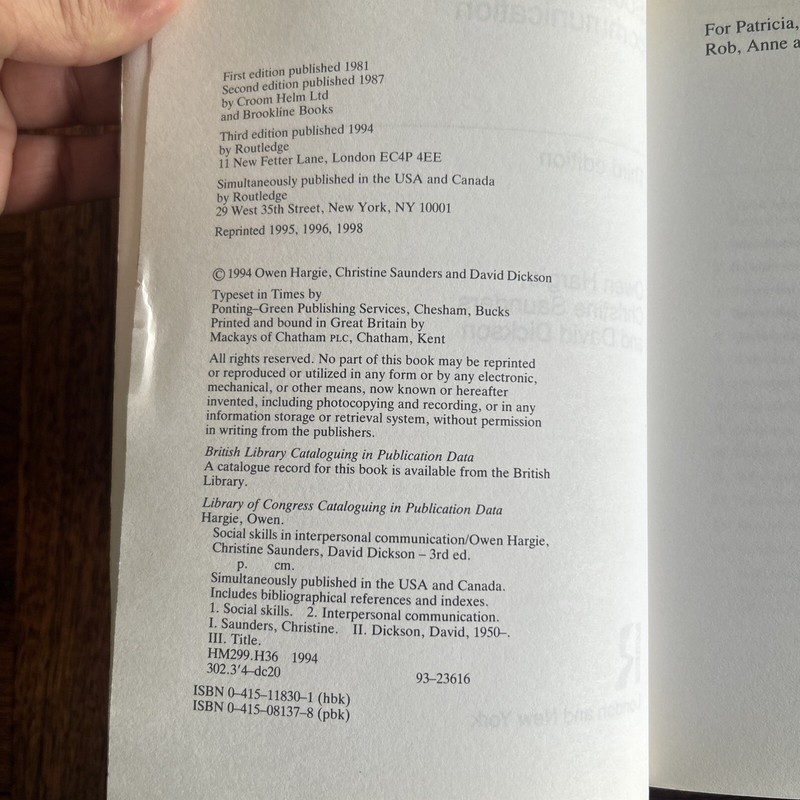 Social Skills in Interpersonal Comm..., Saunders, Chris P/B (R5.2) gallery