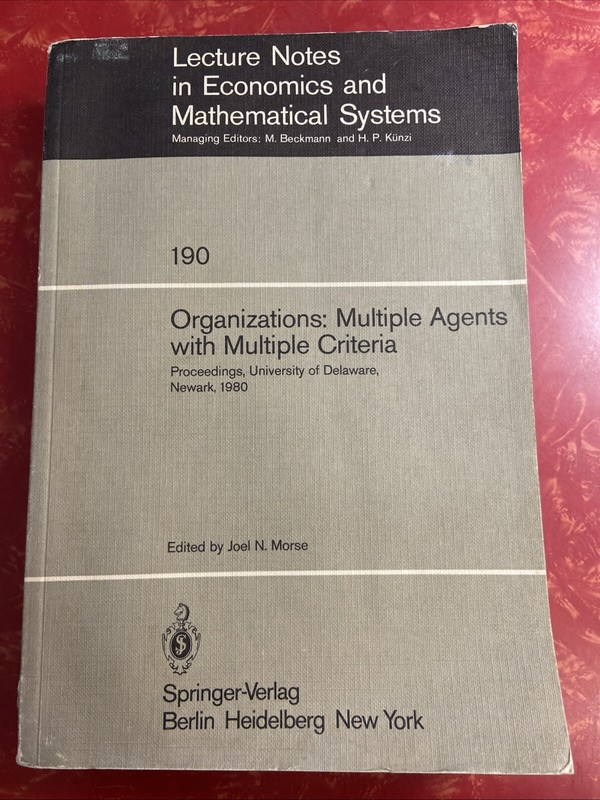 Lecture Notes in Economics and Mathematical Systems Ser.: Organizations 1981 PB