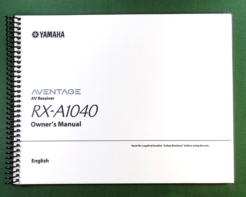 Yamaha RX-A1040 Instruction Manual: Full Color 160 Pages & Protective Covers!