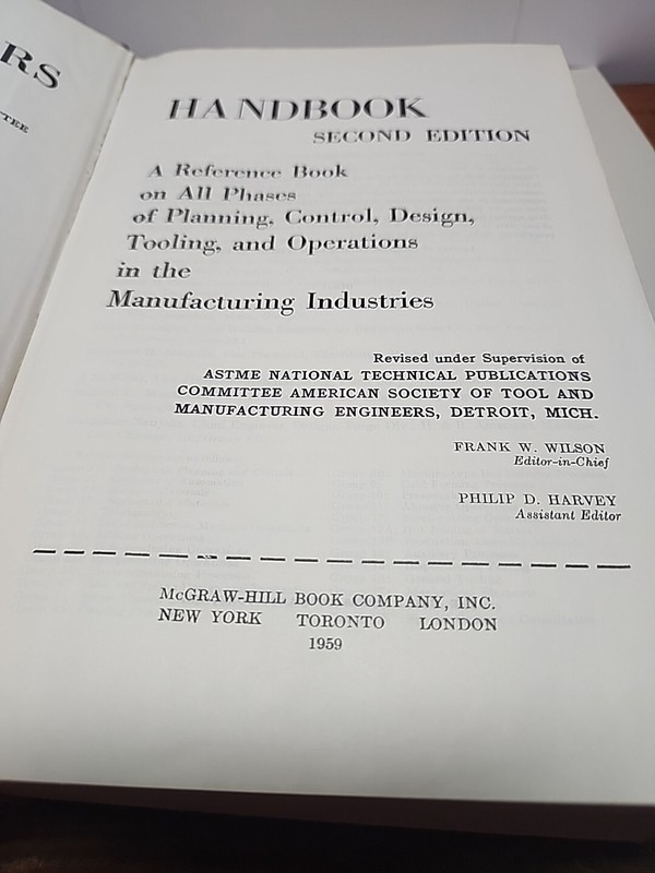 Tool Engineers Handbook Vintage 1959 2nd Edition McGraw Hill JBDS gallery