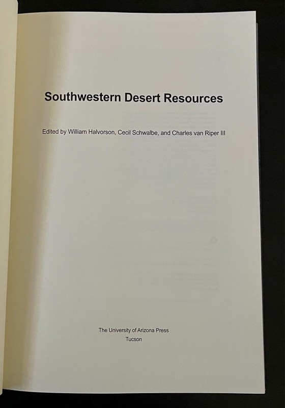 Southwestern Desert Resources by Cecil R. Schwalbe (2010, Hardcover) gallery