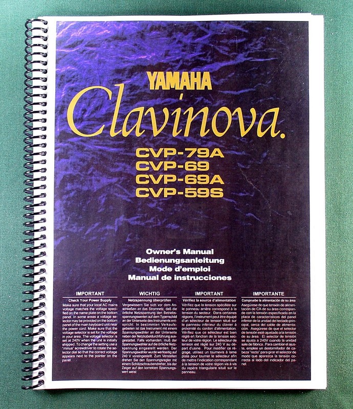Yamaha CVP-79A CVP-69 CVP-59S Instruction Manual: 163 Pages & Protective Covers!