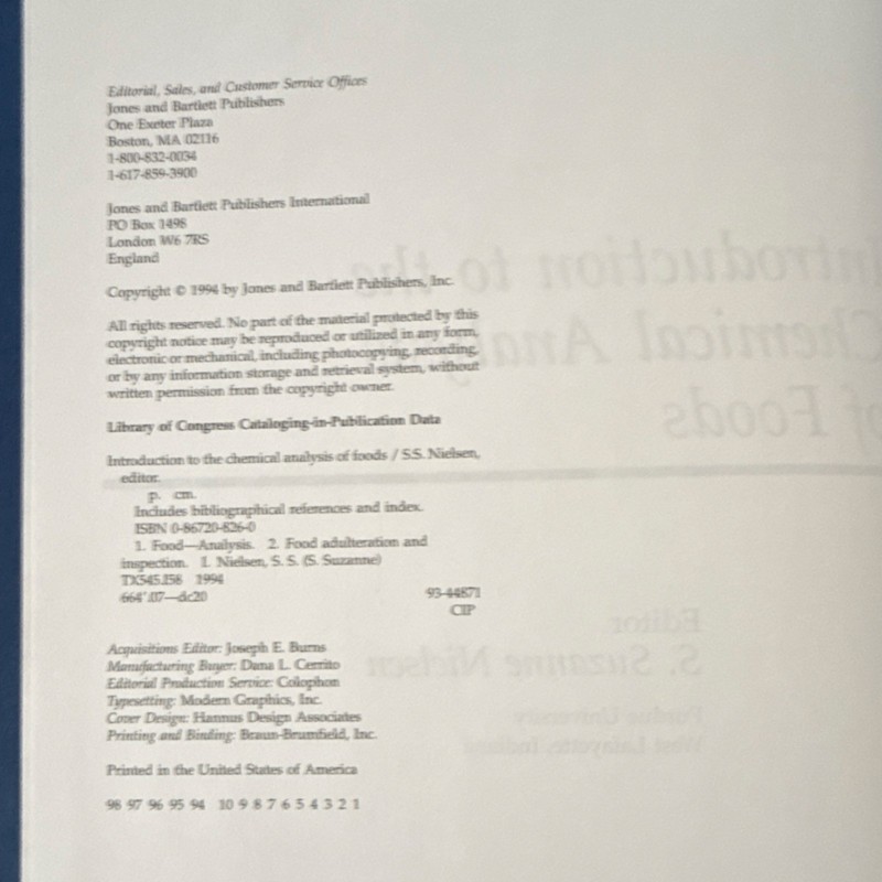 Introduction to the Chemical Analysis of Foods S. Suzanne Nielsen Jones & Bartl… gallery